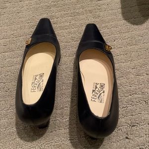 Salvatore Ferragamo Navy Heels